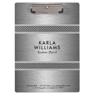 Metallic Light Gray Modern Geometric Design Clipboard