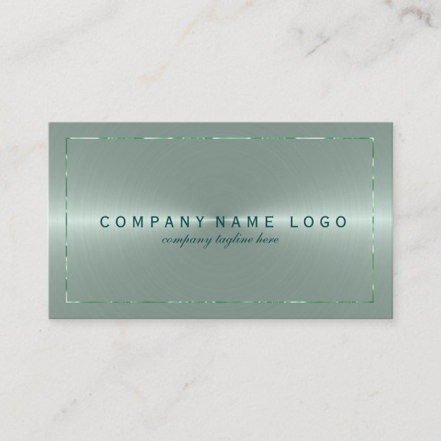 Metallic Light Green Stainless Steel Look Business Card (Front)