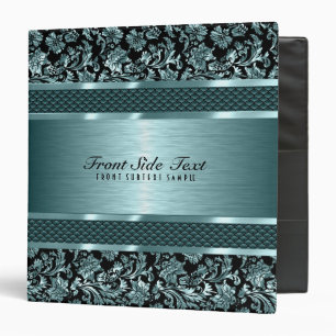 Metallic Light Green Vintage Floral Damasks Binder