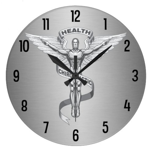 Metallic-Look Chiropractic Emblem Logo Wall Clock