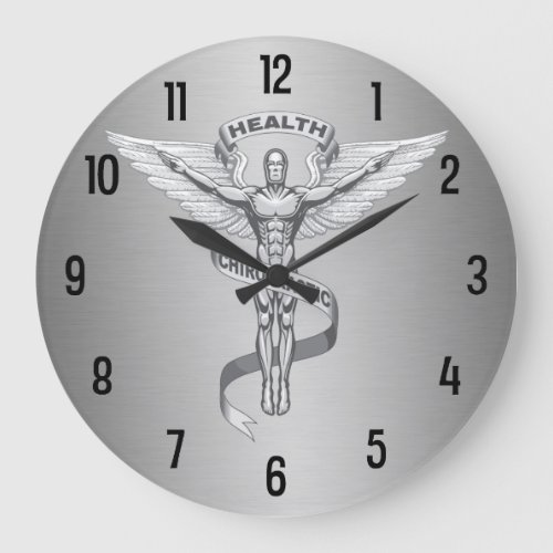 Metallic-Look Chiropractic Emblem Logo Wall Clock