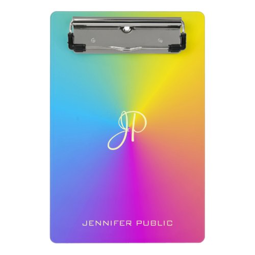 Metallic Look Colorful Template Modern Monogram Mini Clipboard