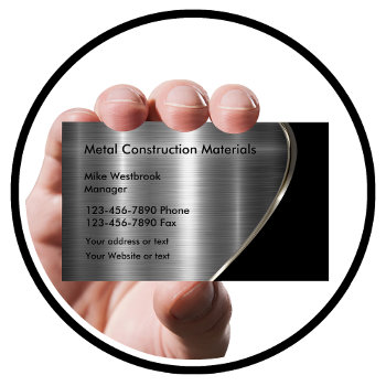 Metallic Look Construction Business Card by Luckyturtle at Zazzle