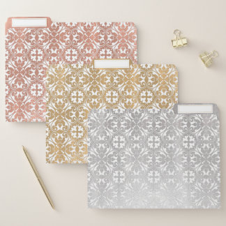 Metallic Look Damask Pattern File Folder Set