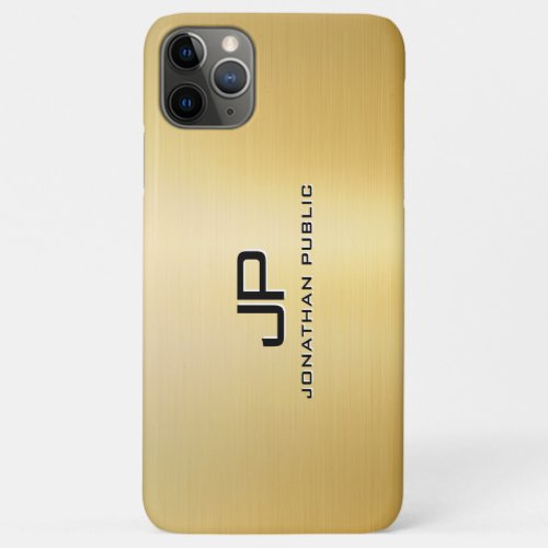 Metallic Look Gold Customizable Template Monogram iPhone 11 Pro Max Case