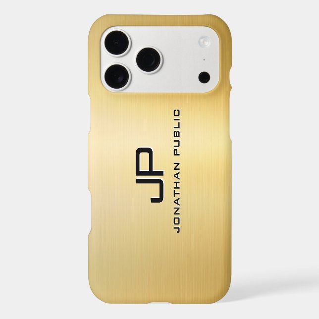 Metallic Look Gold Customizable Template Monogram Iphone Case (Back)