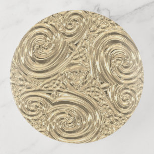 Metallic look gold elegant victorian nouveau trinket tray