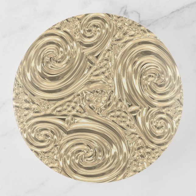 Metallic look gold elegant victorian nouveau trinket tray (Front)