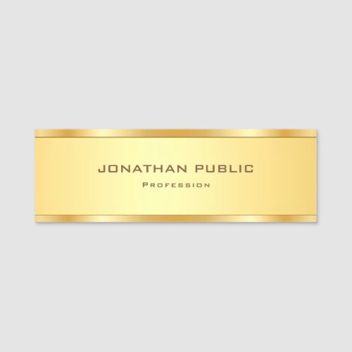 Metallic Look Gold Modern Elegant Professional Top Name Tag