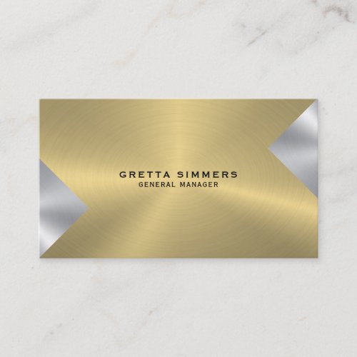 Metallic Look Gold  Silver Geometric Design Business Card