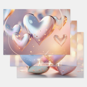 "Metallic" Look Gold, Silver, & Rose Gold Wrapping Paper Sheets