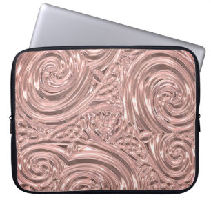 Metallic look pink elegant art nouveau abstract laptop sleeve