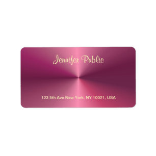 Metallic Look Pink Template Script Trendy Modern Label