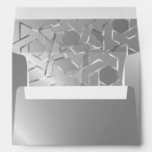 Metallic Look Star of David Silver Envelope