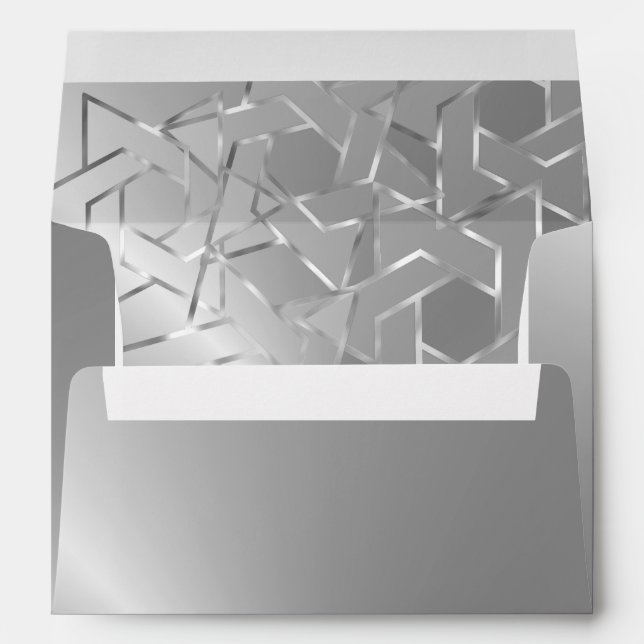 Metallic Look Star of David Silver Envelope (Back (Bottom))