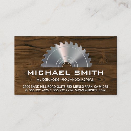 Metallic Lumber Saw  Wood Panel Business Card