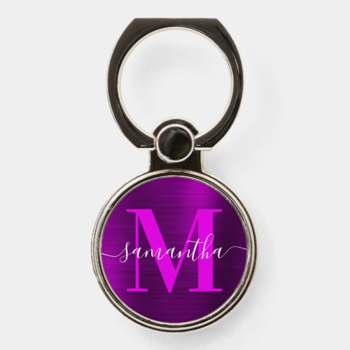 Metallic Magenta Purple Signature Monogram Phone Ring Stand