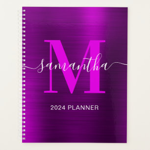 Metallic Magenta Purple Signature Monogram Planner