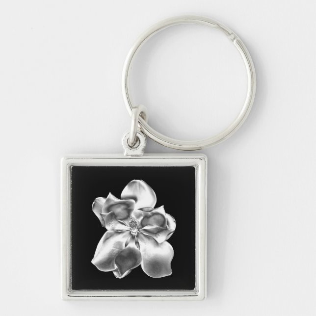 Metallic Magnolia flower on keychain favor (Front)