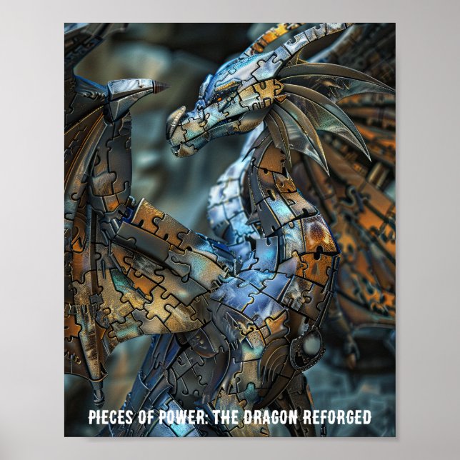 Metallic Majesty Dragon Puzzle Poster (Front)