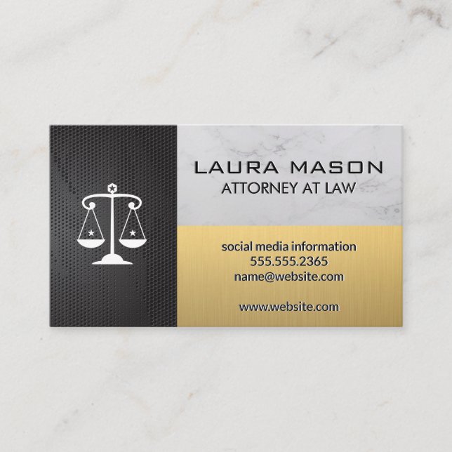 Metallic | Marble | Gold Color Block Business Card (Front)