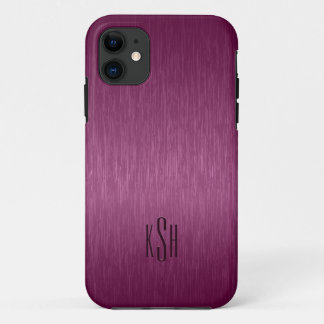 Metallic Maroon Red Brushed Aluminum Look iPhone 11 Case