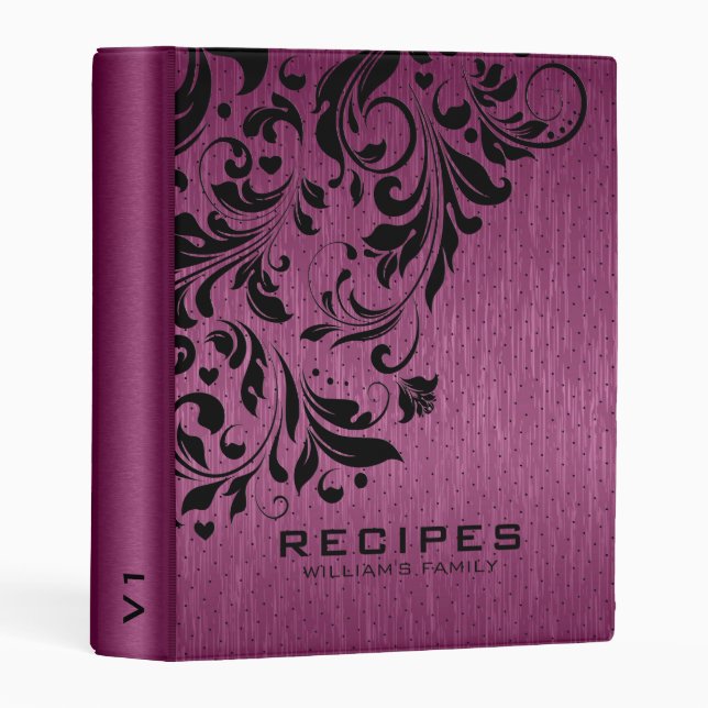 Metallic Maroon Red With Black Swirls Mini Binder (Front/Spine)