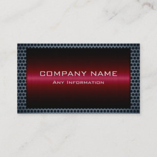 Metallic Maroon Stainless Gray Steel Hole Look Business Card