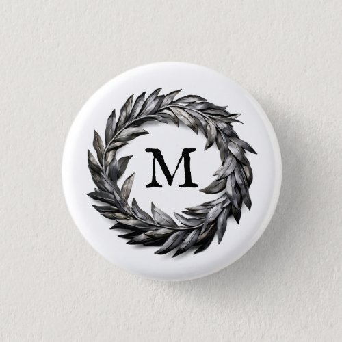 Metallic Masculine Wreath With Your Monogram Button