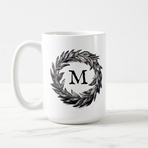 Metallic Masculine Wreath With Your Monogram Coffee Mug