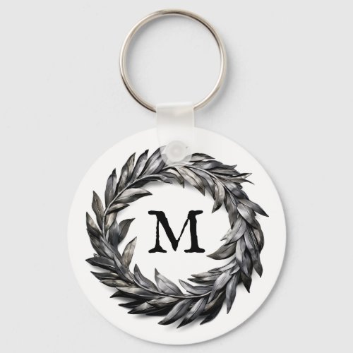 Metallic Masculine Wreath With Your Monogram Keychain