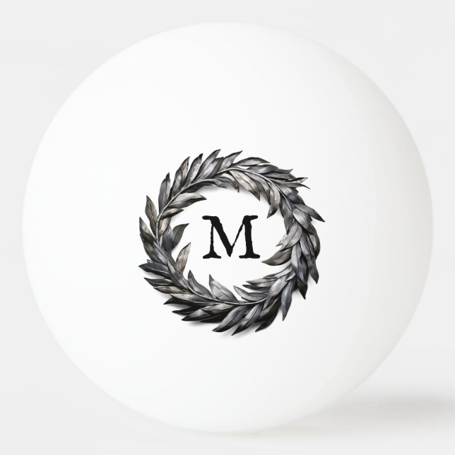 Metallic Masculine Wreath With Your Monogram Ping Pong Ball (Front)