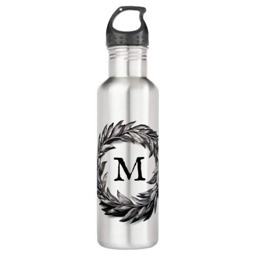 Metallic Masculine Wreath With Your Monogram Stainless Steel Water Bottle