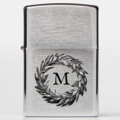 Metallic Masculine Wreath With Your Monogram Zippo Lighter