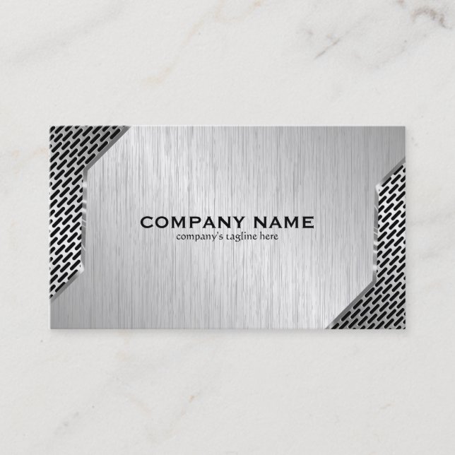 Metallic Mash & Brushed Faux Steel Business Card (Front)