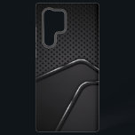 Metallic mash with silver dynamic line accents samsung galaxy s22 ultra case<br><div class="desc">Black and gray metallic texture with metallic mash background accented with dynamic silver stripe. Slick modern design.</div>