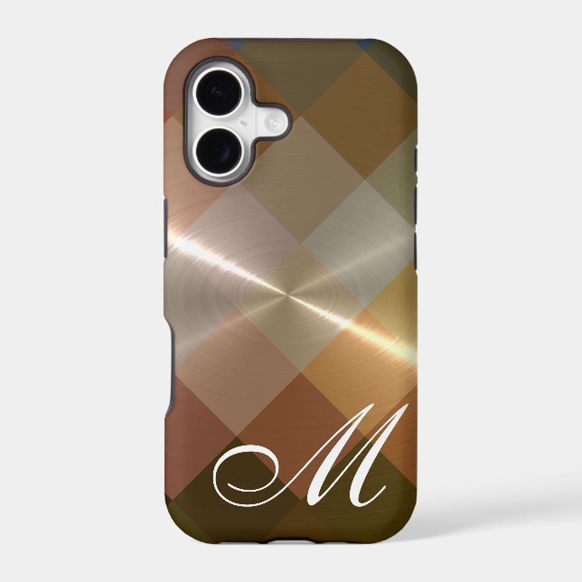 Metallic Metal Chevron Pattern and Monogram 8 Iphone Case (Back)