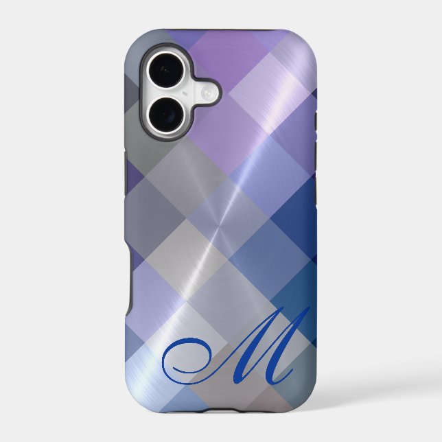 Metallic Metal Diamond Pattern and Monogram 5 Iphone Case (Back)