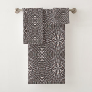 Metallic Metal Mesh Silver Bath Towel Set
