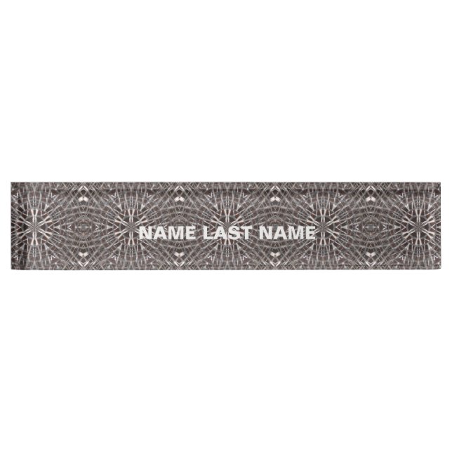 Metallic Metal Mesh Silver Desk Name Plate (Front)