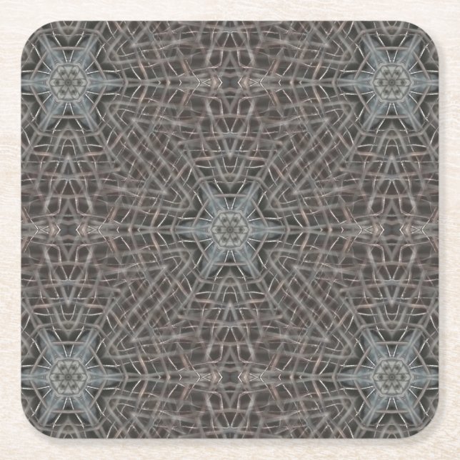 Metallic Metal Mesh Square Paper Coaster (Front)