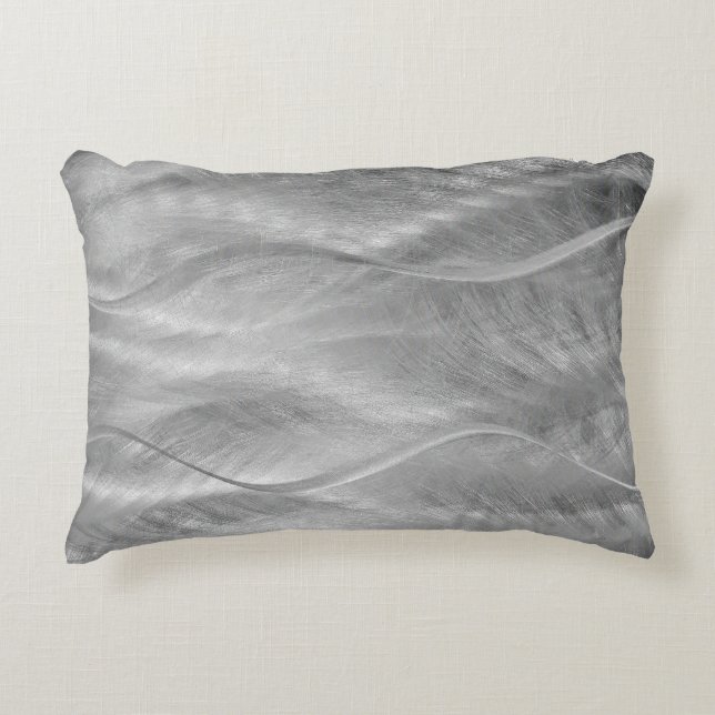 Metallic Metal Wavy Abstract Accent Pillow (Front)