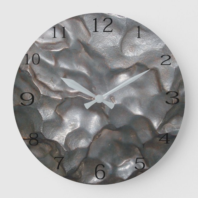 Metallic Meteorite Rock Pattern,   Large Clock (Front)