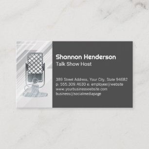 Metallic Microphone Podcast Business Card