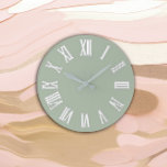 Metallic Minimal Roman Numbers Silver Mint Green Large Clock<br><div class="desc">Unique minimal and decorative 
Corresponds to actual fashion trend in home decor.
You can change the shape and color of the hand.</div>