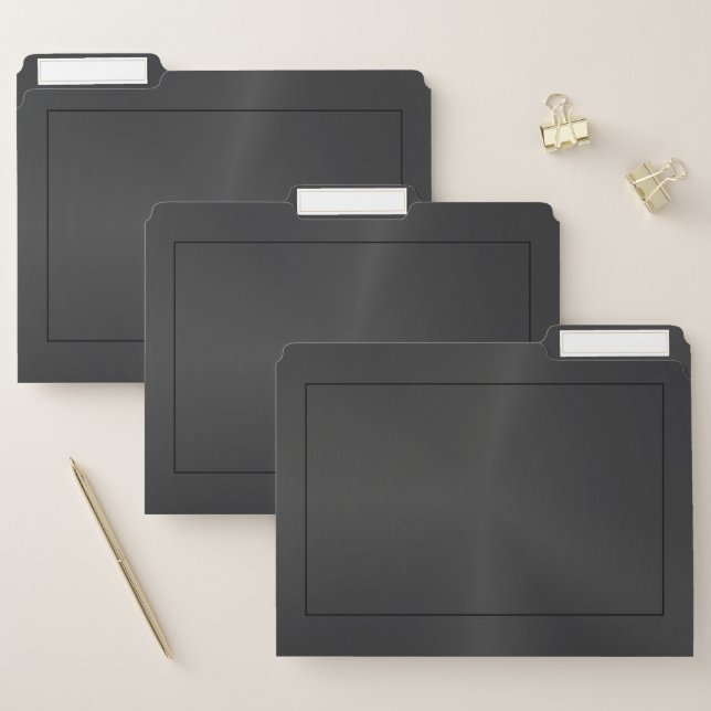 Metallic minimalistic dark-gray with black border file folder (Set)