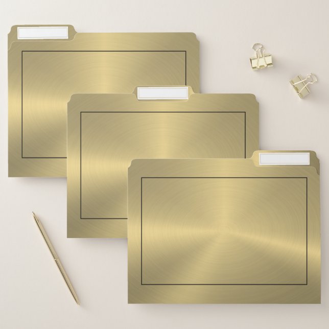 Metallic minimalistic gold black border frame file folder (Set)