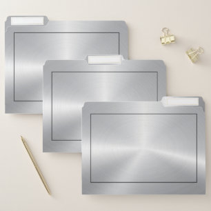 Metallic minimalistic silver wi black border frame file folder