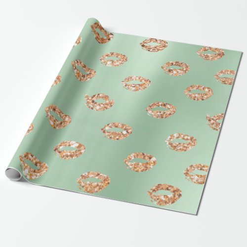 Metallic Mint Green Tiffany 3D Rose Gold Copper Wrapping Paper