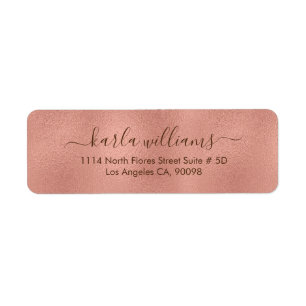 Metallic modern rose-gold texture label